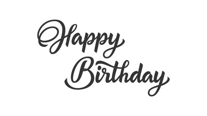 Happy birthday black text in lettering style. Ready design print for printing. Vector Illustration. - Vector
