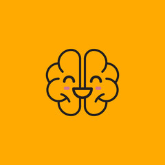 Smiling happy brain icon
