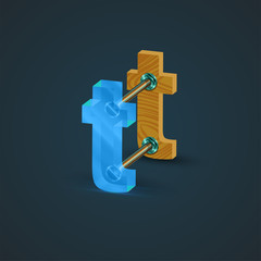 3D, realistic glass and wood character, vector