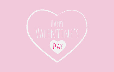 Fototapeta na wymiar Happy valentine's day text with white heart on pink background. Vector illustration