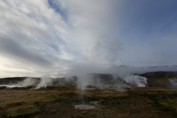 Fototapeta na wymiar Smoking geysers, Iceland
