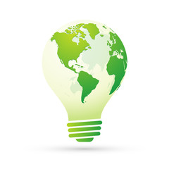 bulb with globe energy saving concept view of america