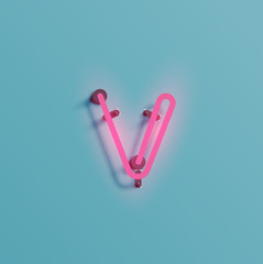 Realistic neon character from a typeset, vector