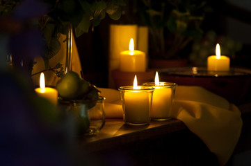 Closeup of yellow candles