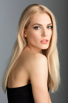 Blond woman beauty portrait