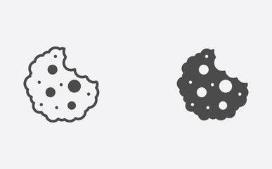 Cookie filled and outline vector icon sign symbol