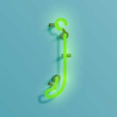 Realistic neon character from a typeset, vector