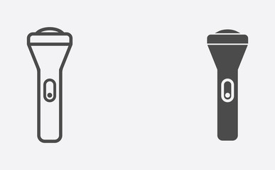 Flashlight filled and outline vector icon sign symbol