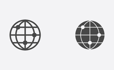 Globe filled and outline vector icon sign symbol