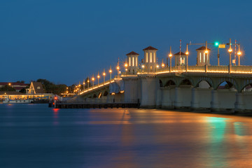 Bridge of Lions at night in St. Augustine, Florida