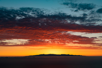 Sunrise behind Gran Canaria