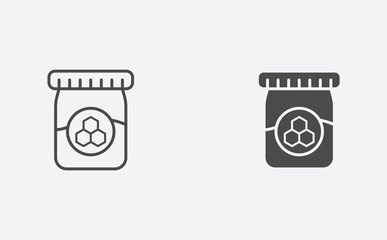 Honey jar filled and outline vector icon sign symbol