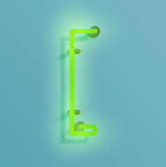 Realistic neon character from a typeset, vector