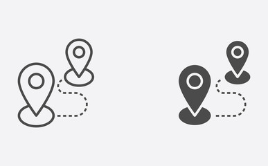 Location filled and outline vector icon sign symbol