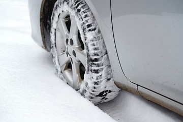 Car tyre in snow