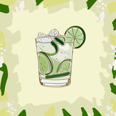 Hand drawn illustration of cocktail. CAIPIRINHA. Vector collection. - 245365849