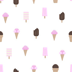 Beautiful seamless vector pattern with sweet ice cream.