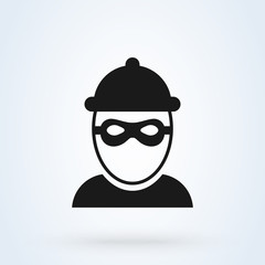 Robber icon and Bandit mask. criminal man. vector  illustration