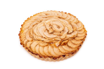 Delicious apple pie isolated on white background .