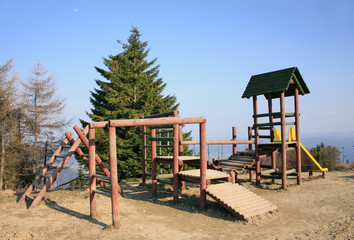 Fototapeta na wymiar Playground on top of Jaworzyna mount. Krynica-Zdroj, Poland.