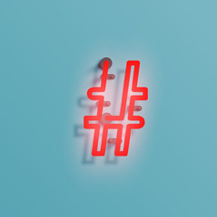 Realistic neon character from a typeset, vector