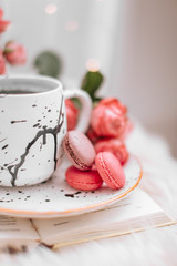 cup of tea with strawberry and mint