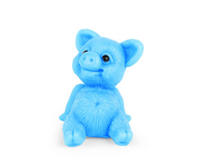 Baby natural homemade soap in the form of a pig on a white background