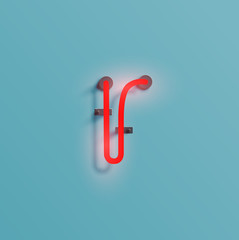 Realistic neon character from a typeset, vector