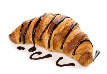 Croissant with chocolate sauce