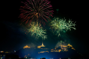 Light and fireworks show in Phra Nakhon Khiri annual fair on Frbruary at Phetchaburi province, Thailand.