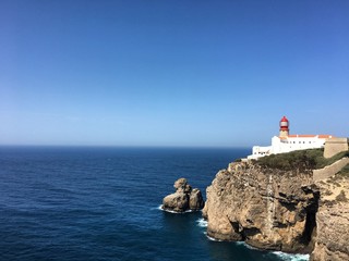 Fototapeta na wymiar lighthouse on coast of portugal