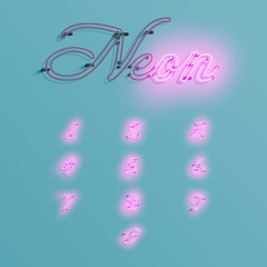 Realistic neon character typeset, vector