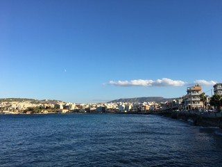 Fototapeta na wymiar View of the harbor in Chania, Crete, Greece