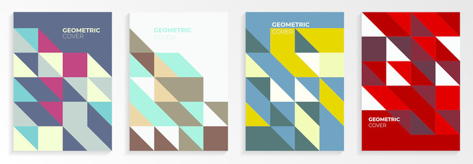 Set of abstract geometric A4 covers. Vector design elements