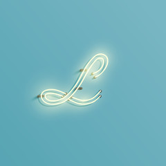 Realistic neon character from a typeset, vector