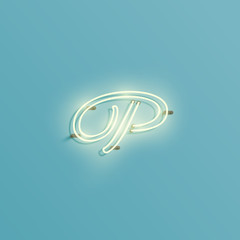 Realistic neon character from a typeset, vector