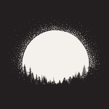 forest silhouette on moonrise background
