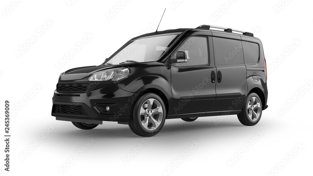 Wall mural Delivery Van 3D Rendering Isolated on White	