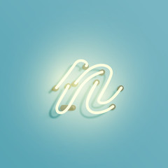 Realistic neon character from a typeset, vector
