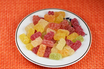 teddy gelatin,gummies,gummi bears on a porcelain plate