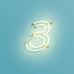 Realistic neon character from a typeset, vector