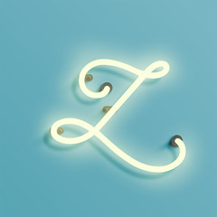 Realistic neon character from a typeset, vector