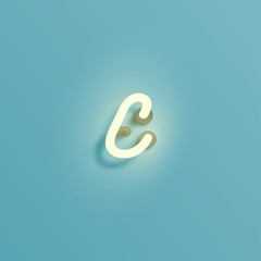 Realistic neon character from a typeset, vector