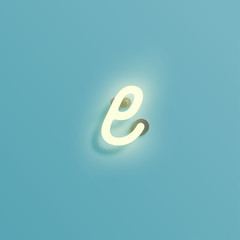 Realistic neon character from a typeset, vector