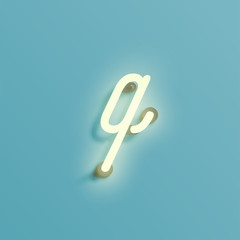 Realistic neon character from a typeset, vector