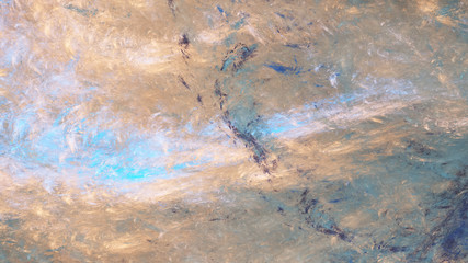 Abstract blue and beige fantastic clouds. Colorful fractal background. Digital art. 3d rendering.