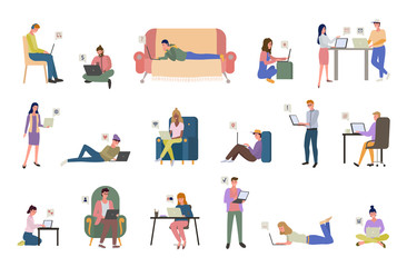 People with Laptops Chatting and Working at Home