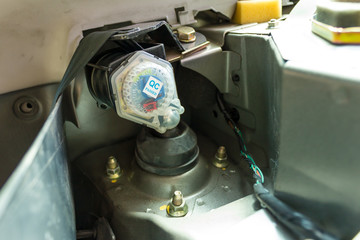 Safety belt and shock absorber cap.