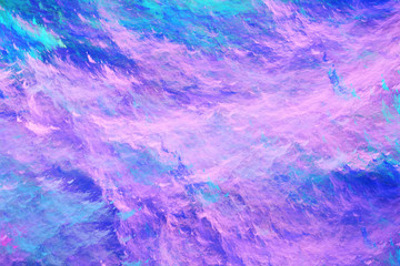 Abstract surreal violet and blue clouds. Expressive colorful texture. Fractal background. Digital art. 3d rendering.