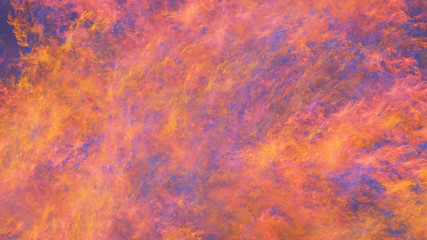 Obraz na płótnie Canvas Abstract surreal orange and blue clouds. Expressive colorful texture. Fractal background. Digital art. 3d rendering.